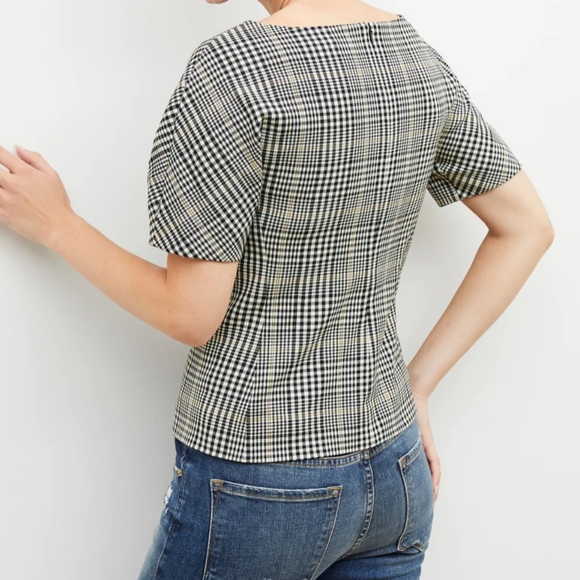 NWT The Eudora Top - Plaid Sharkskin Color Black/White Size 8 - Picture 4 of 4